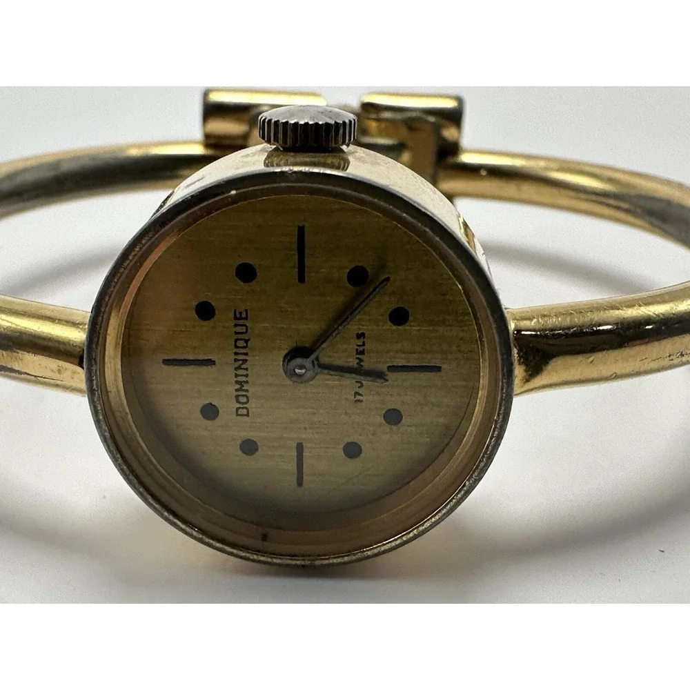 Dominique Ladies Mechanical Wind‎ Vintage Cuff Watch 17 Jewels 22MM 6.25
